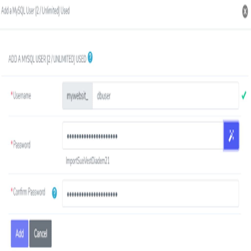 add database user form