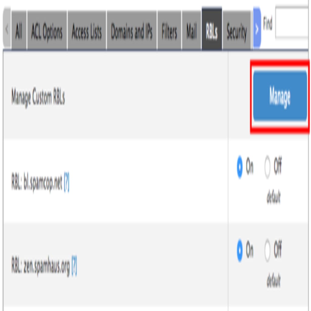 manage button highlighted