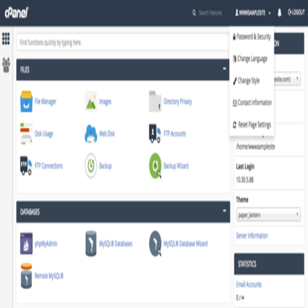 drop down menu