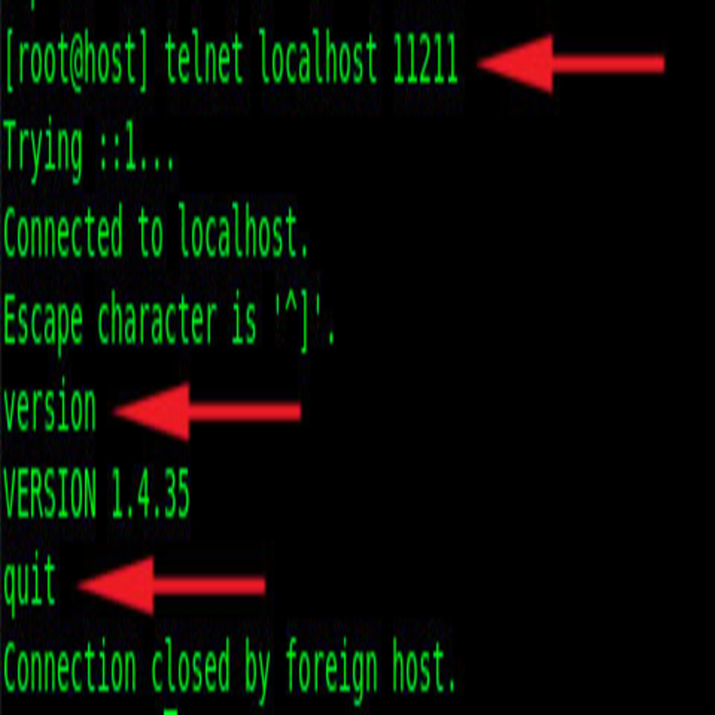 sample output, arrows next to commands entered