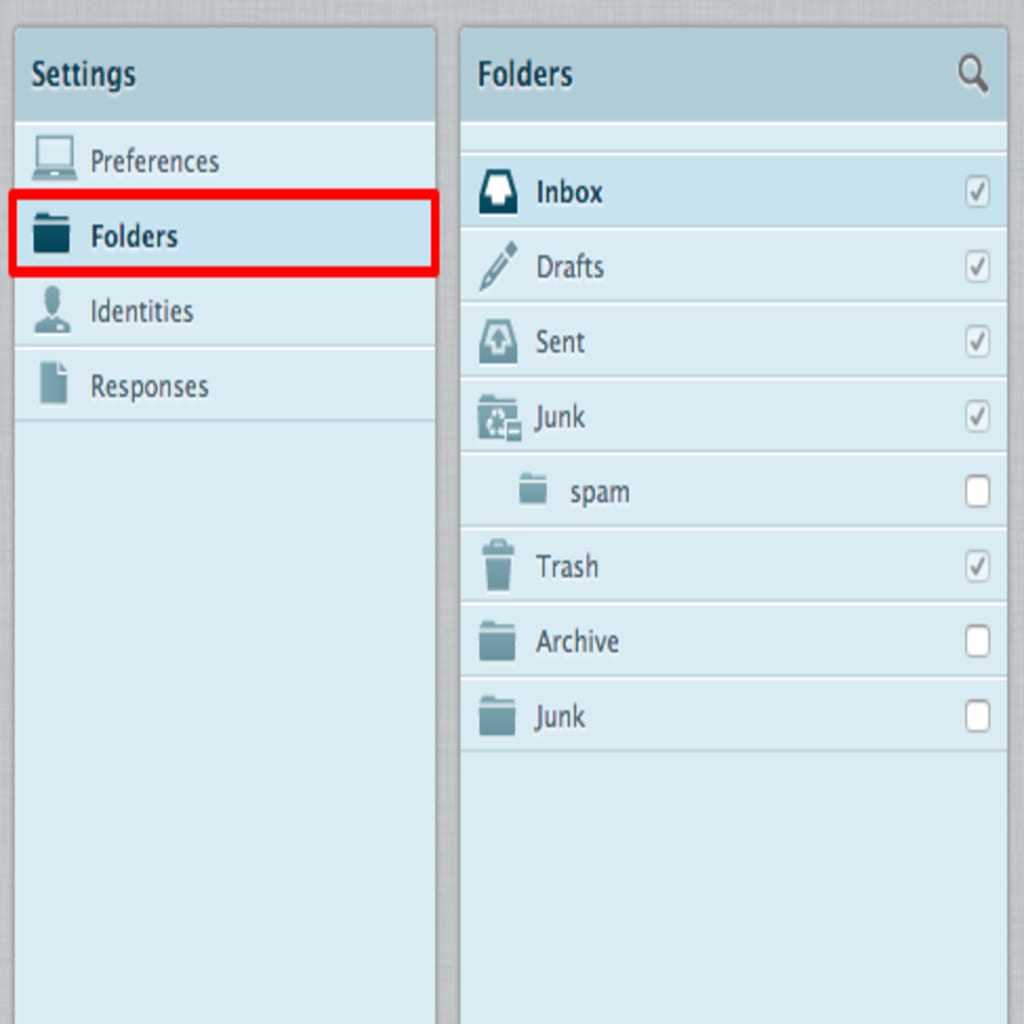 Roundcube folders