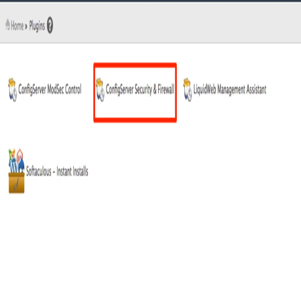 plugin home showing configserver security highlighted