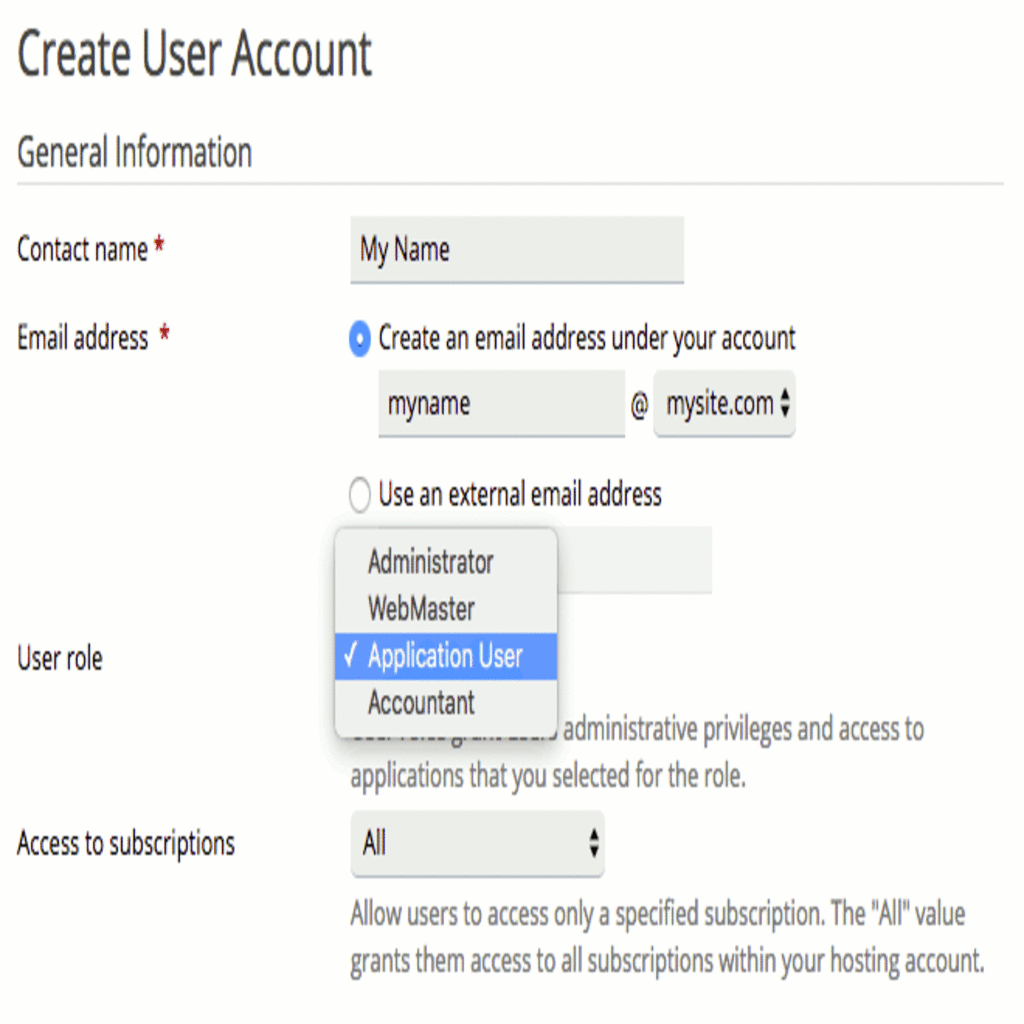 choosing a user role