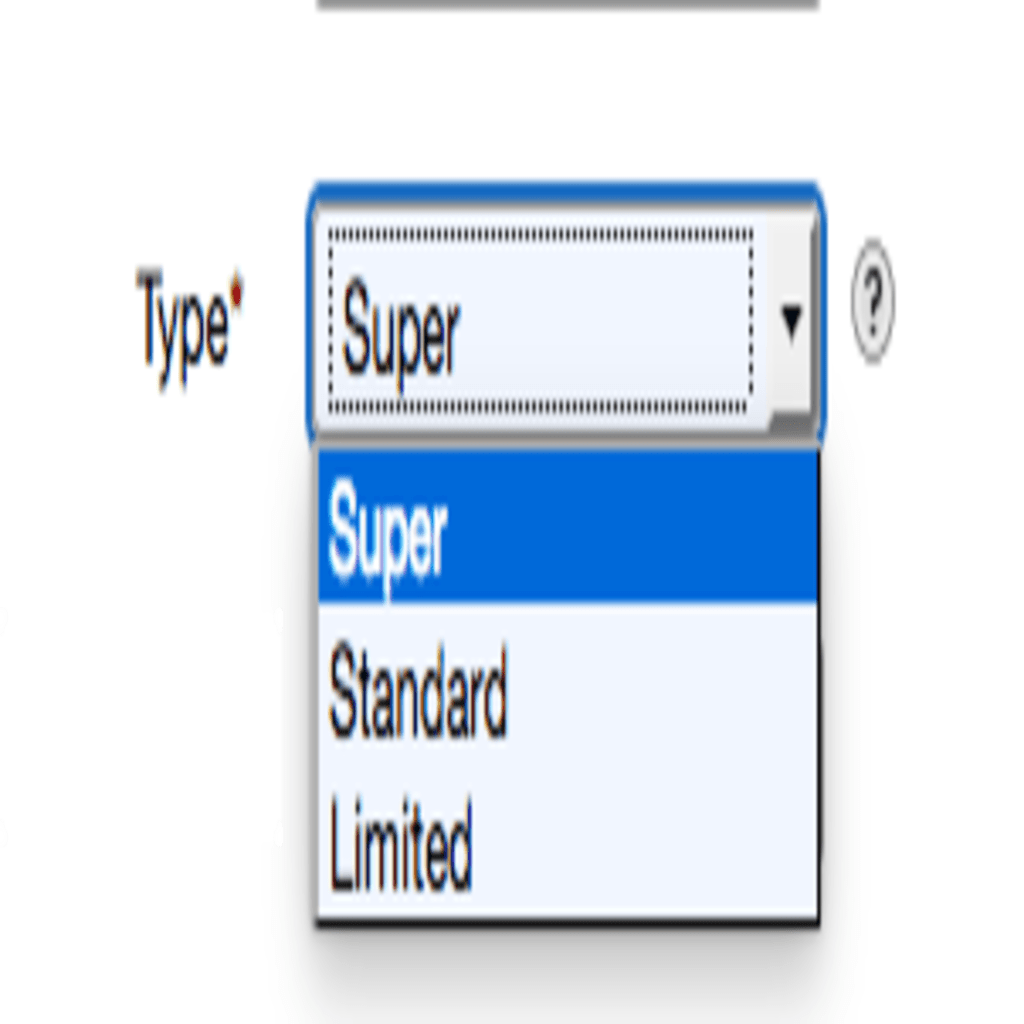administrator type drop down