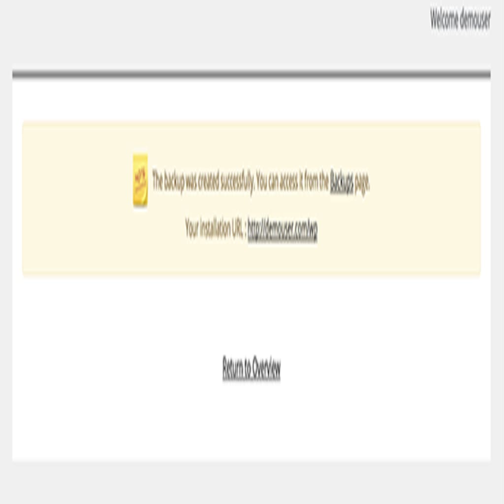 Backup success message