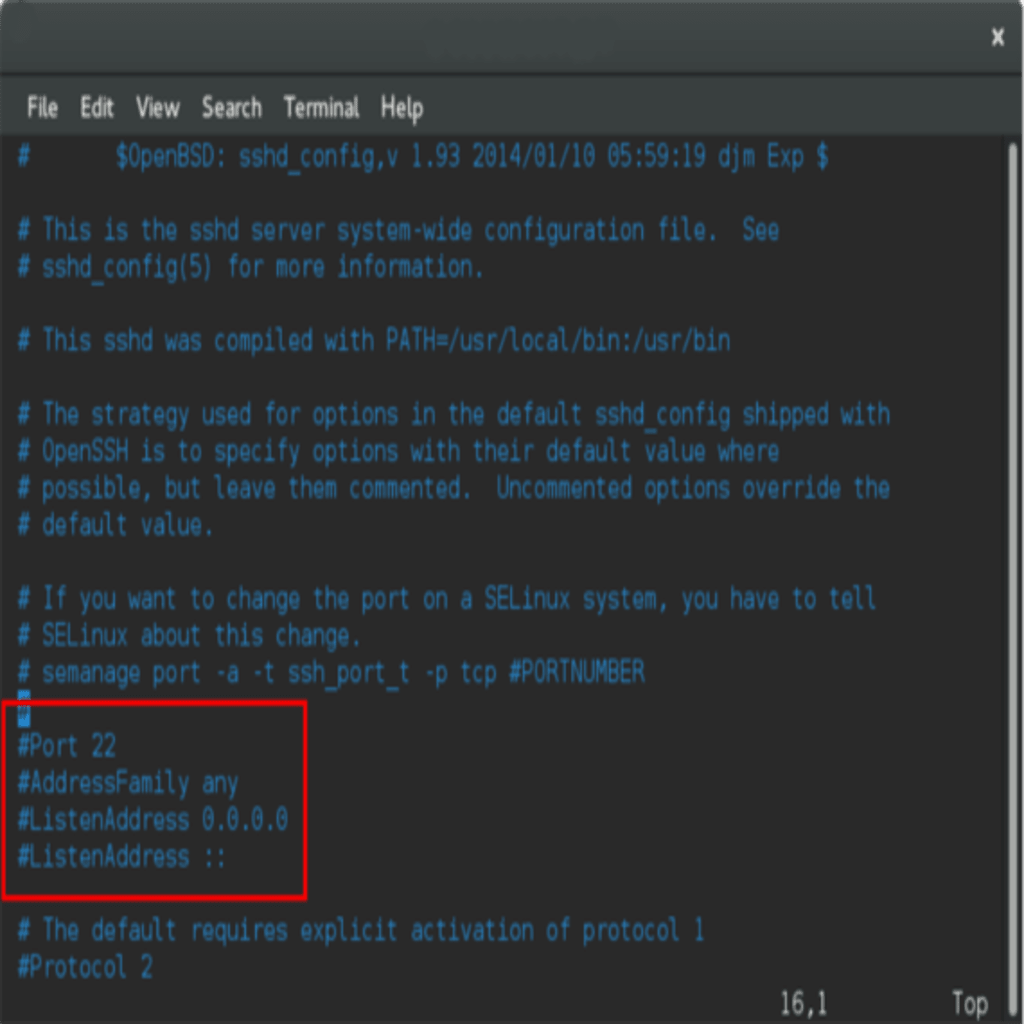 ssh port highlighted
