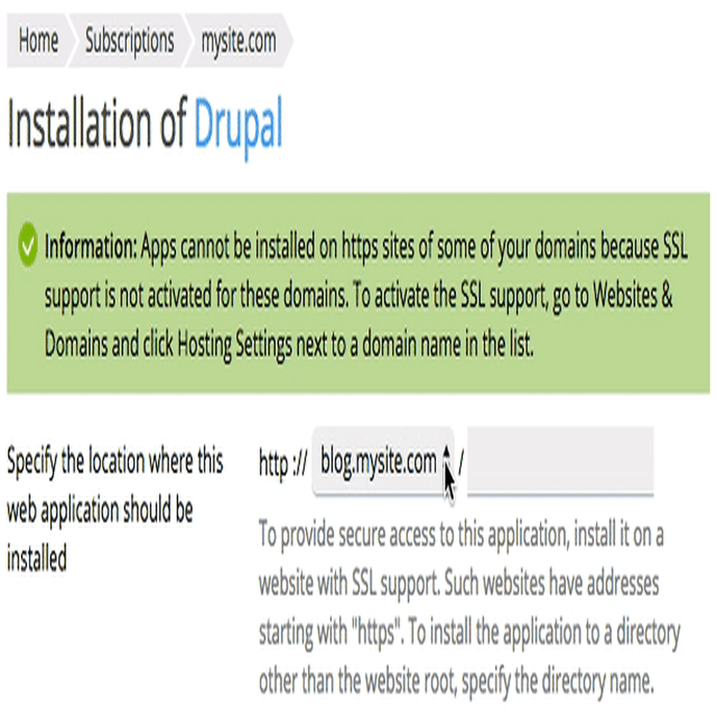 choosing a subdirectory
