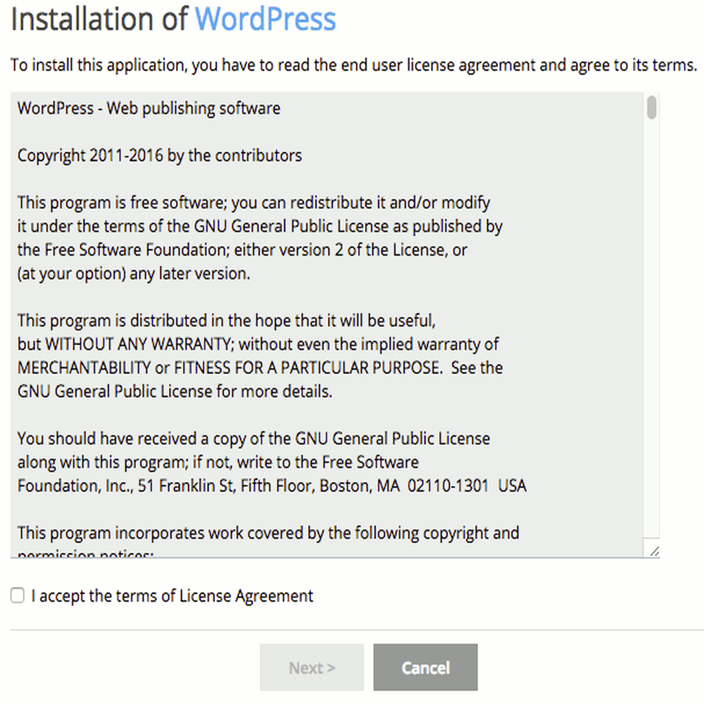 accepting the licensing agreement