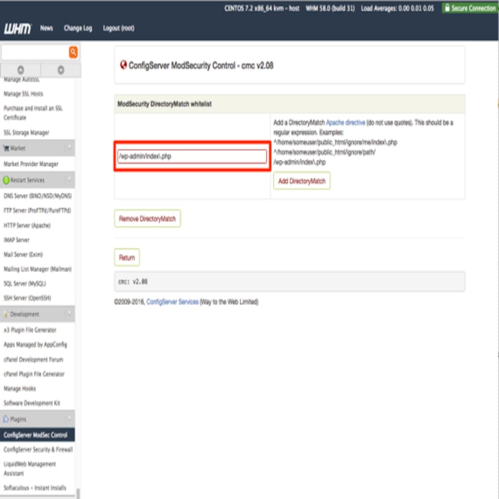 directory path entered and highlighted