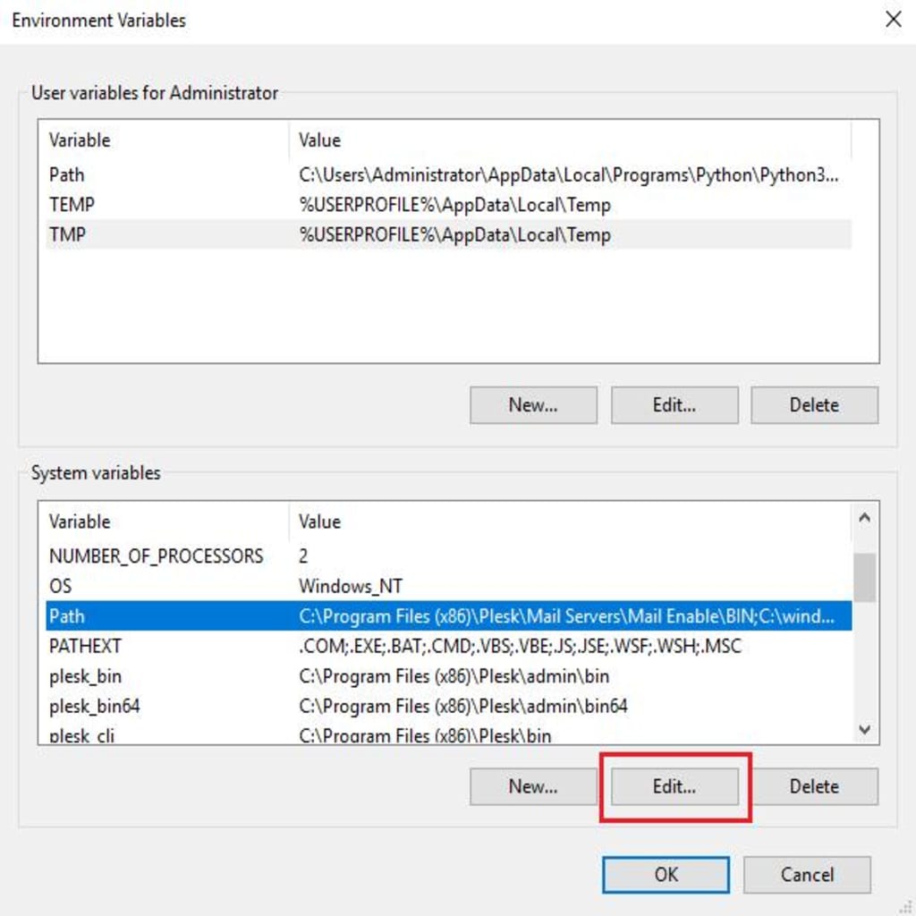 Adding Python path to Windows 10 or 11 PATH environment variable — edit path entry.