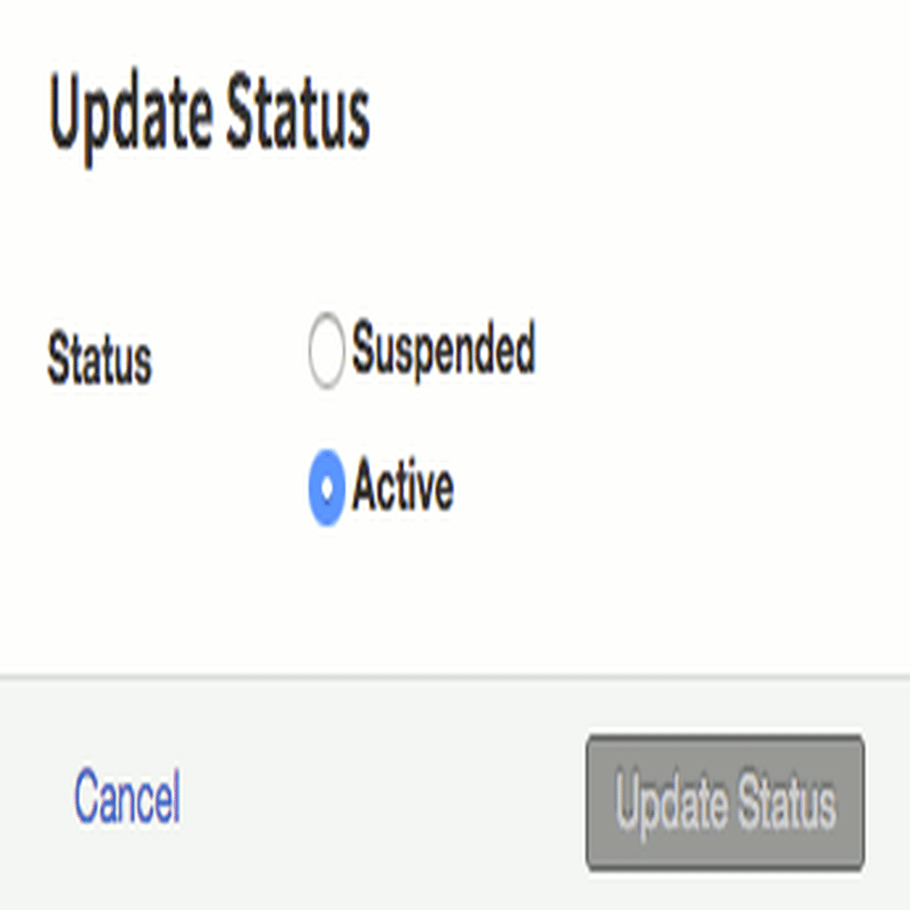 active and suspended account toggle
