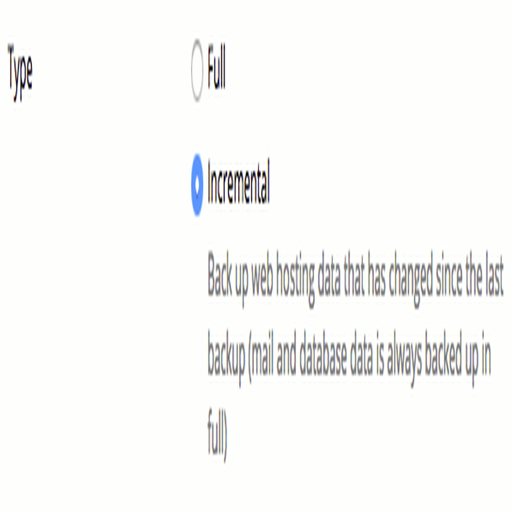 choosing a full or incremental backup