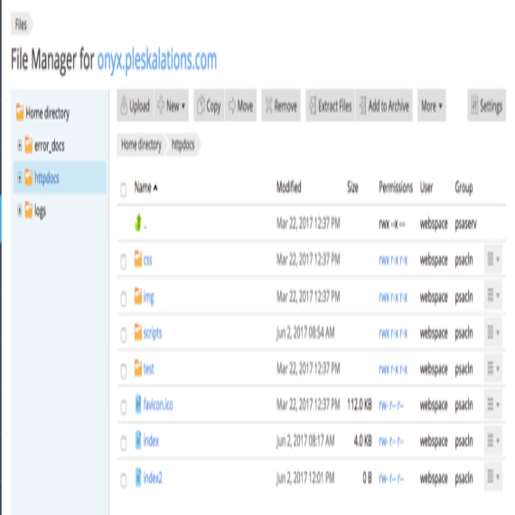 httpdocs directory in File Manager