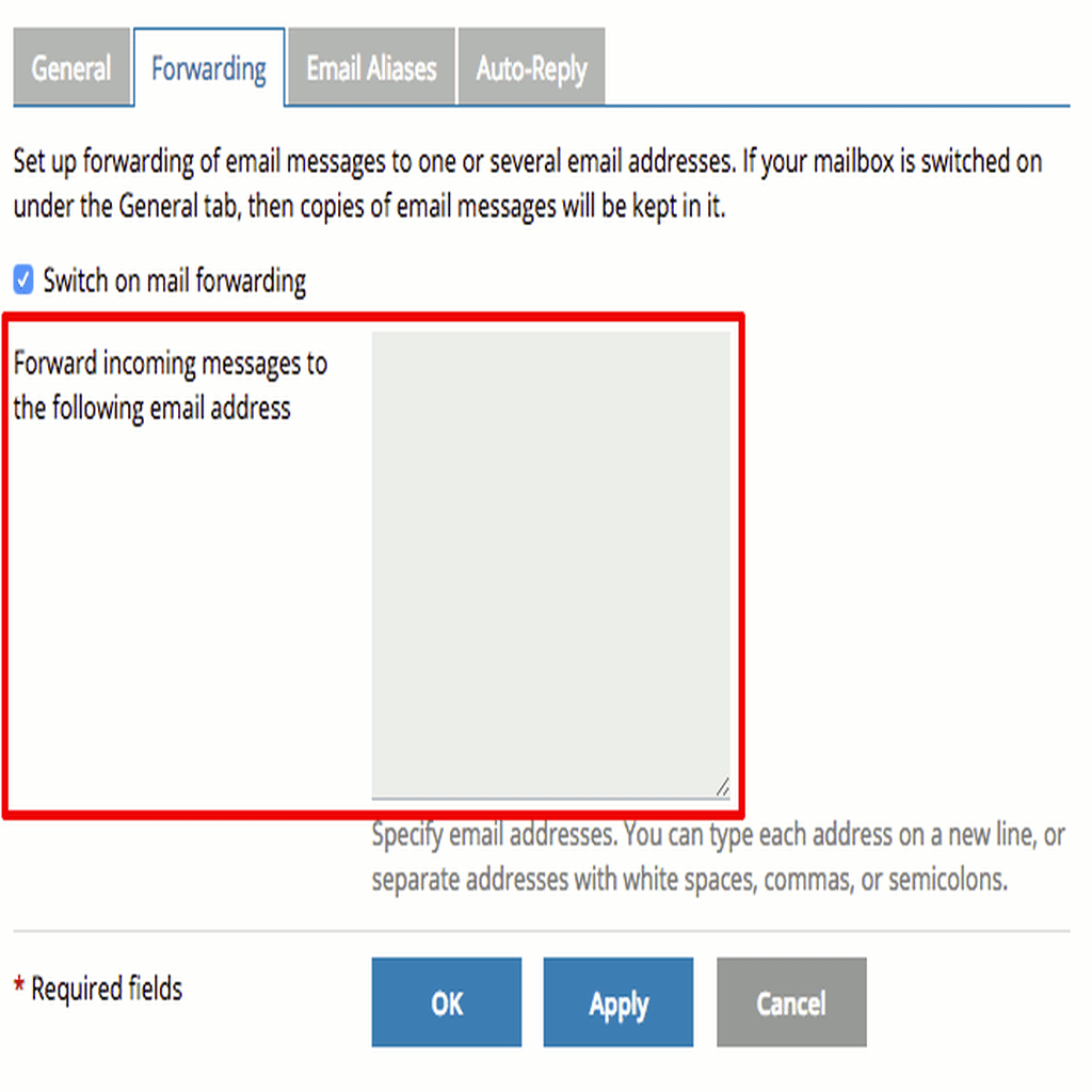 enter a forwarding address