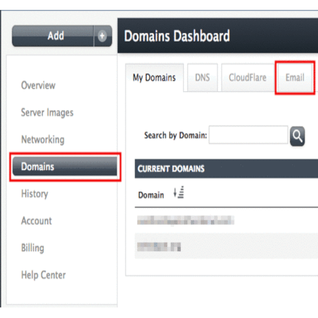 add a domain button