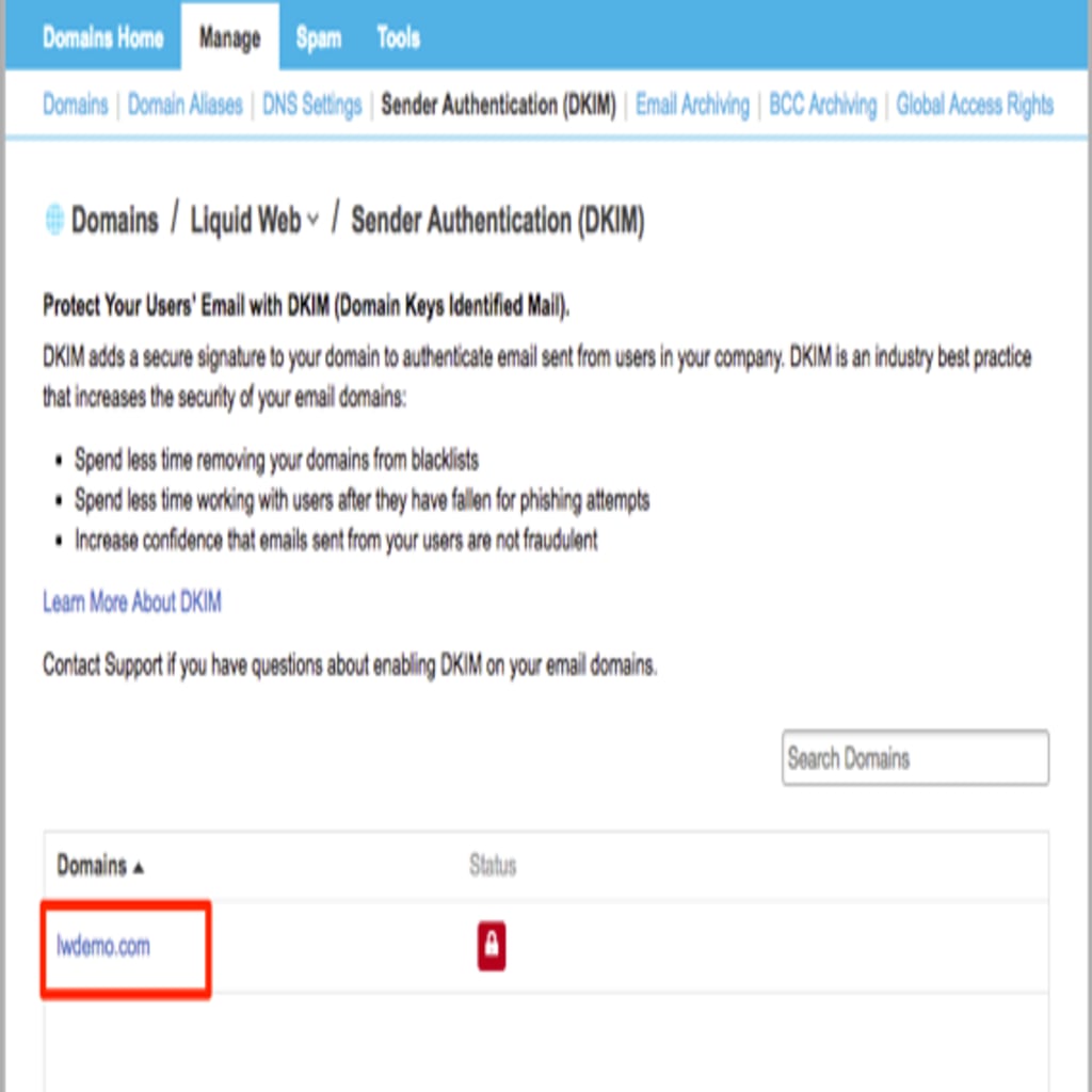 domain highlighted