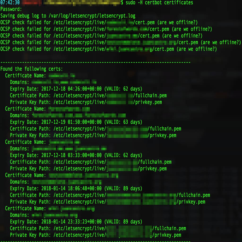 command line certificate list