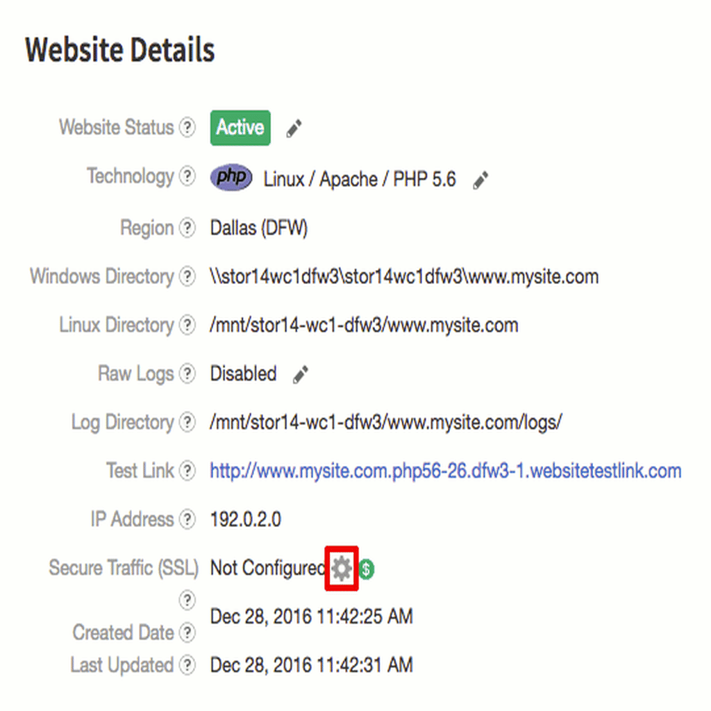 website details
