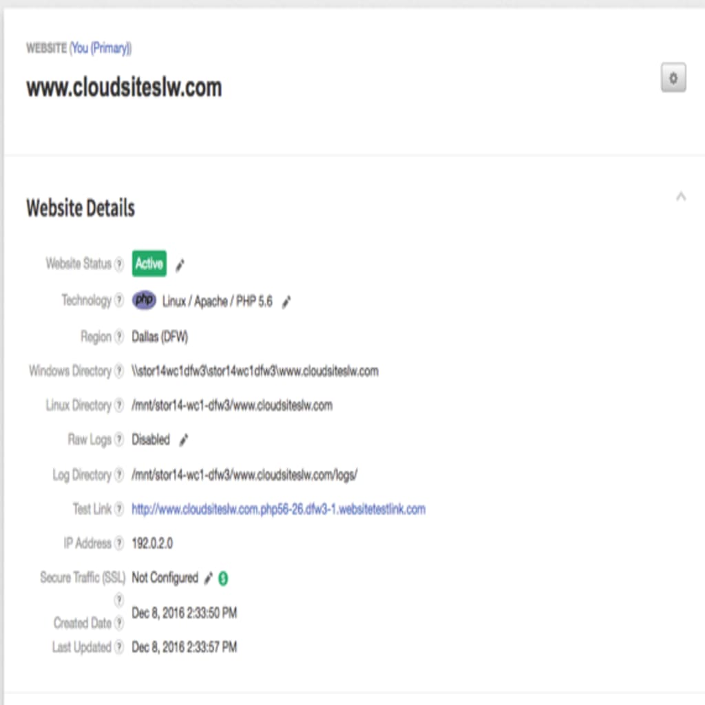 site details open