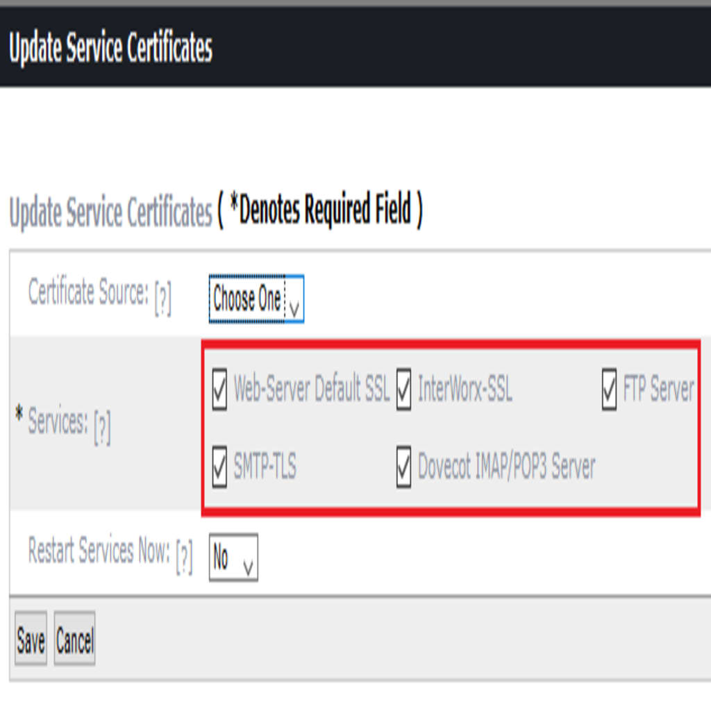 ssl service selection screen