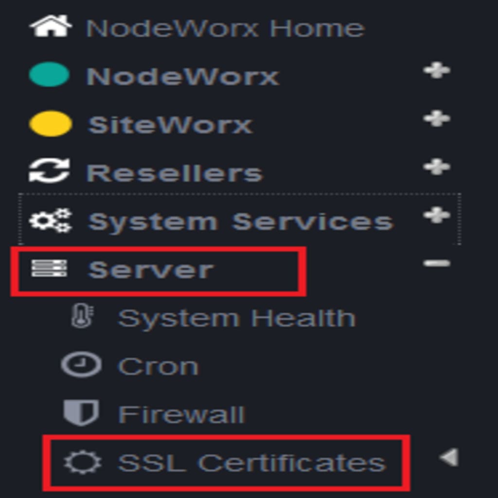 nodeworx ssl certificate link