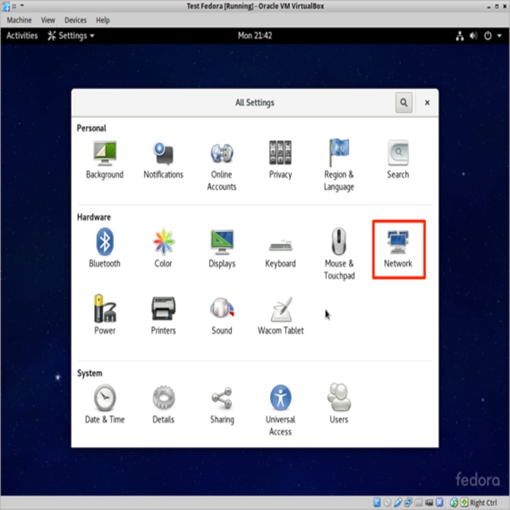 network link highlighted