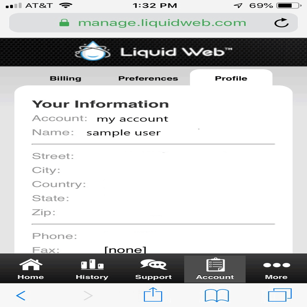 gif showing account information options