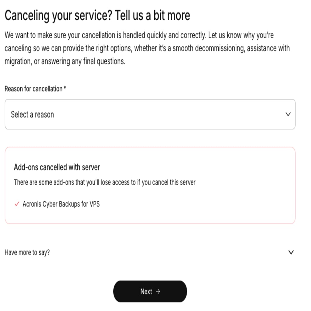 destroy server modal displayed
