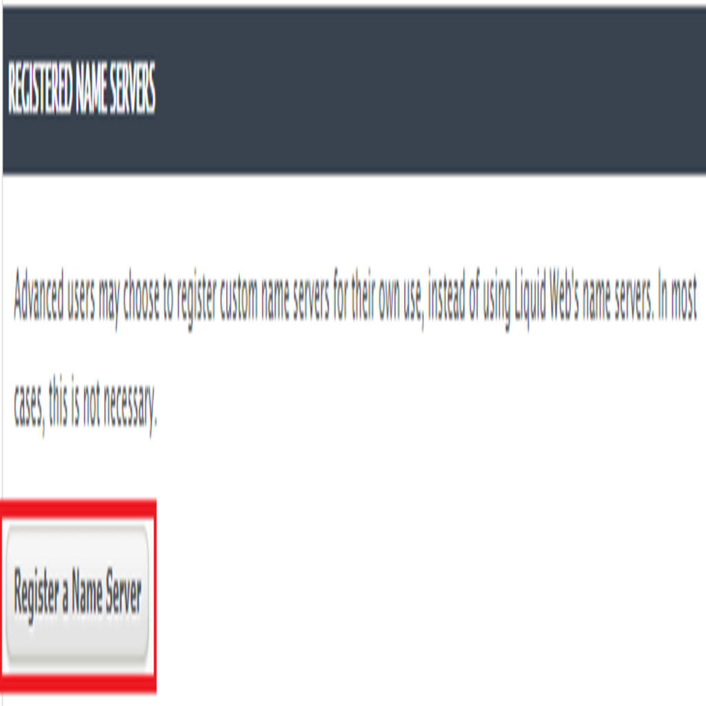 register nameserver button