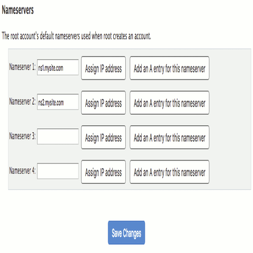 add an IP address for your nameservers