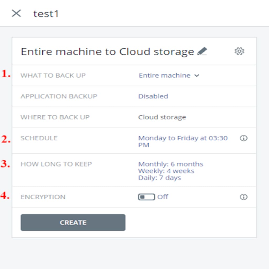 backup plan detail screen