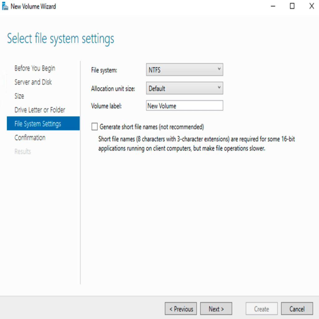 volume label selection screen