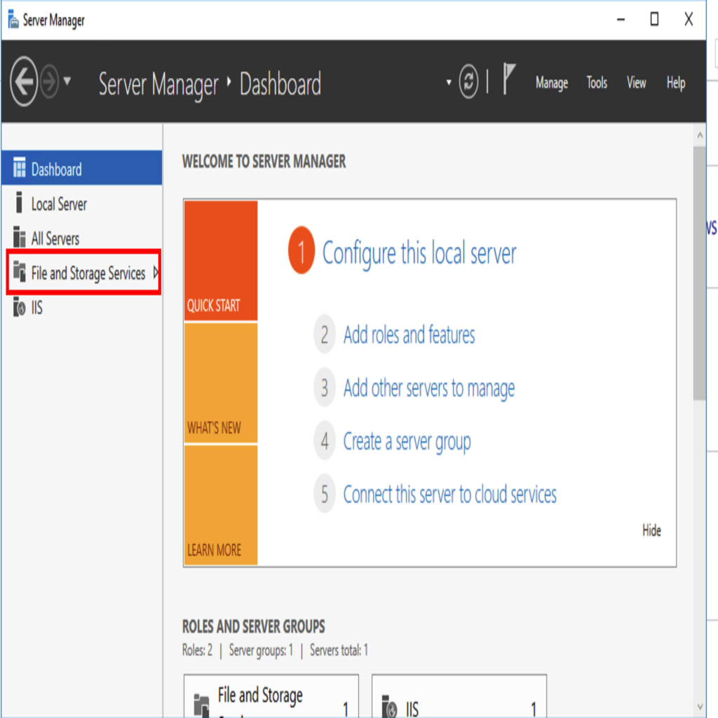 server manager screen
