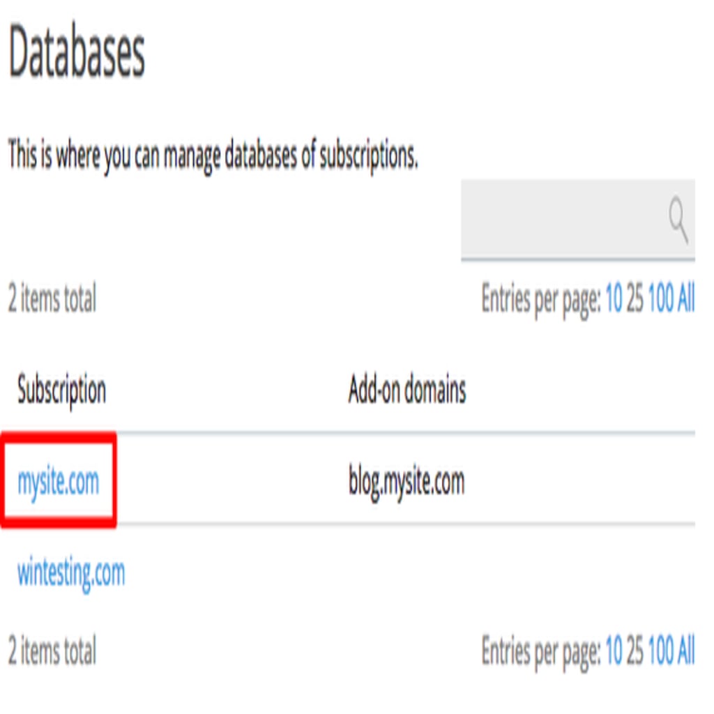 database link highlighted