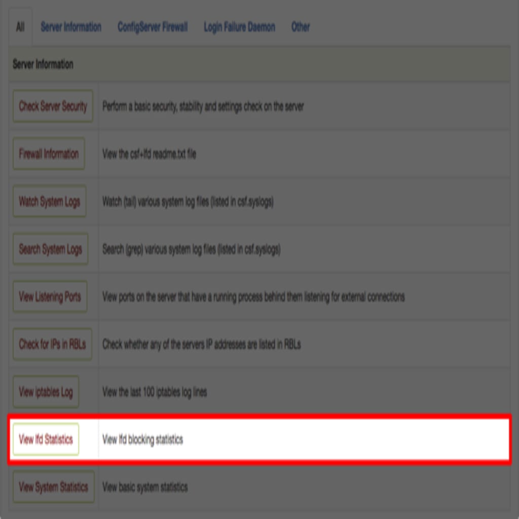 View lfd Statistics button
