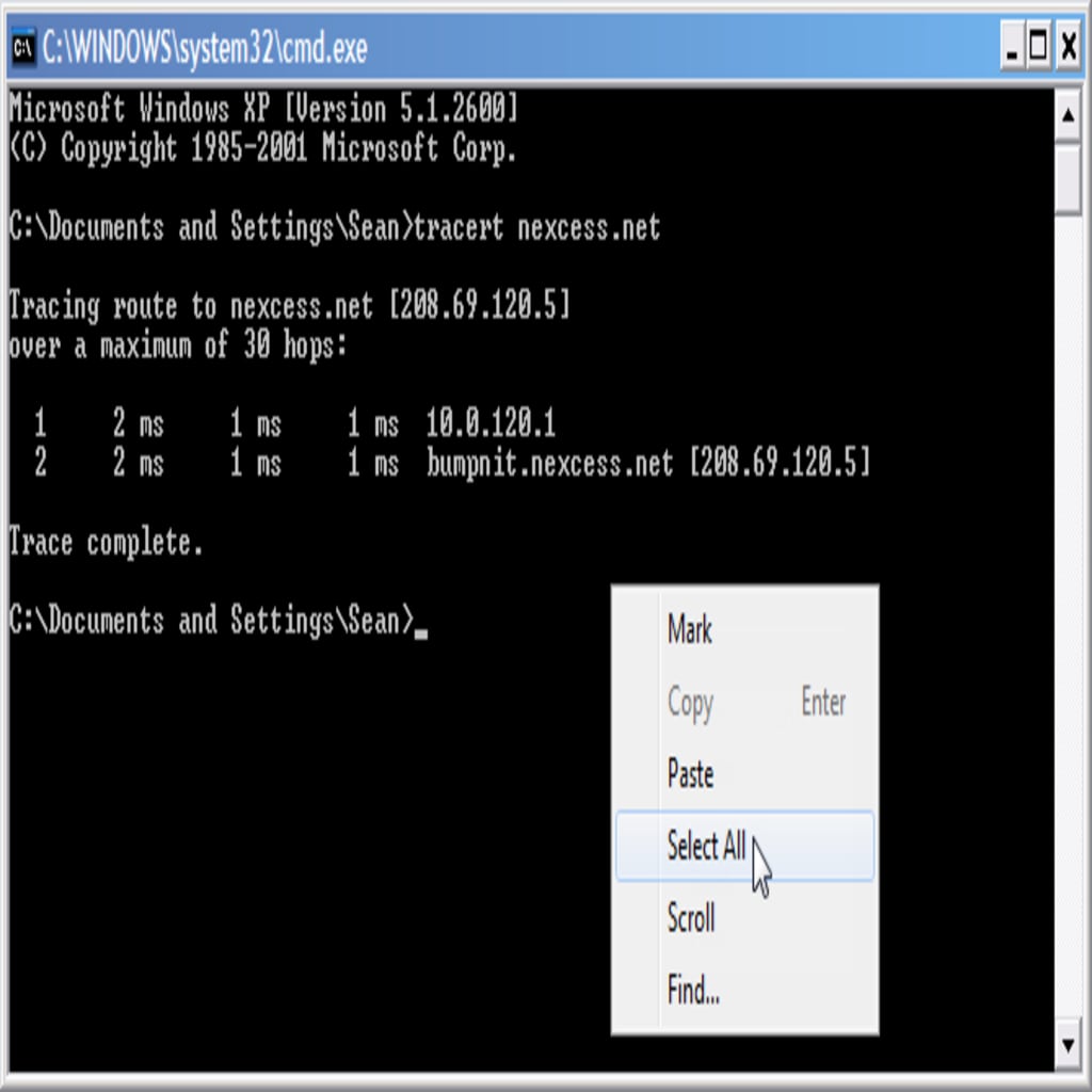 'Select All' Traceroute Results 'Select All' Traceroute Results