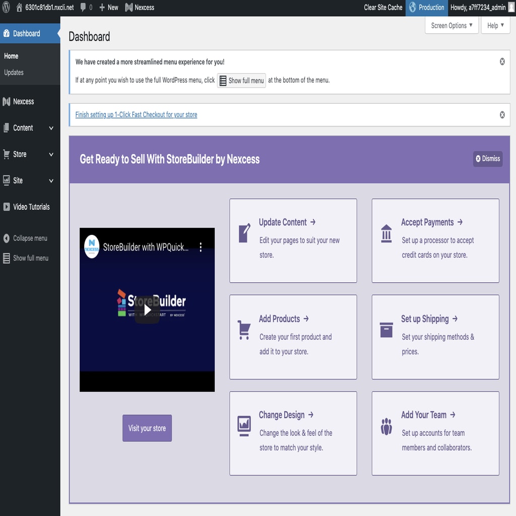 The StoreBuilder dashboard