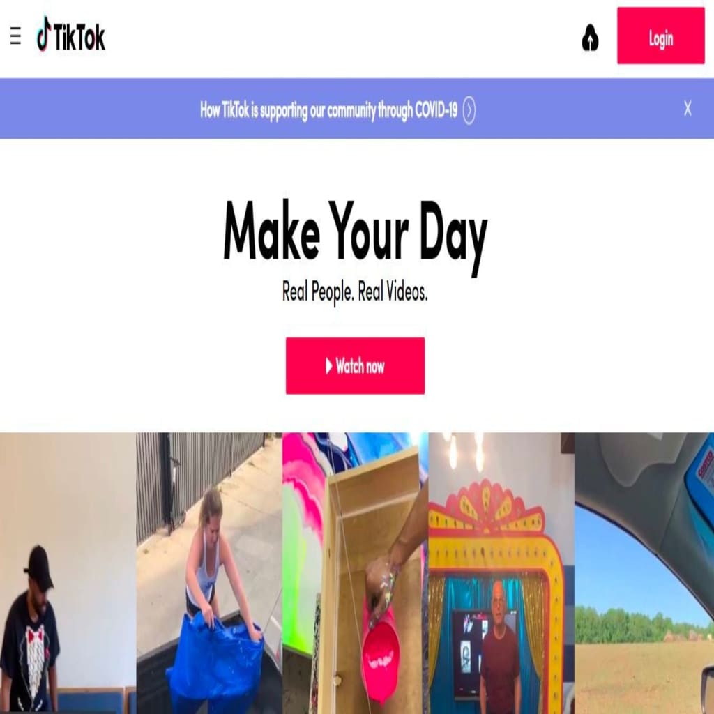 TikTok homepage.