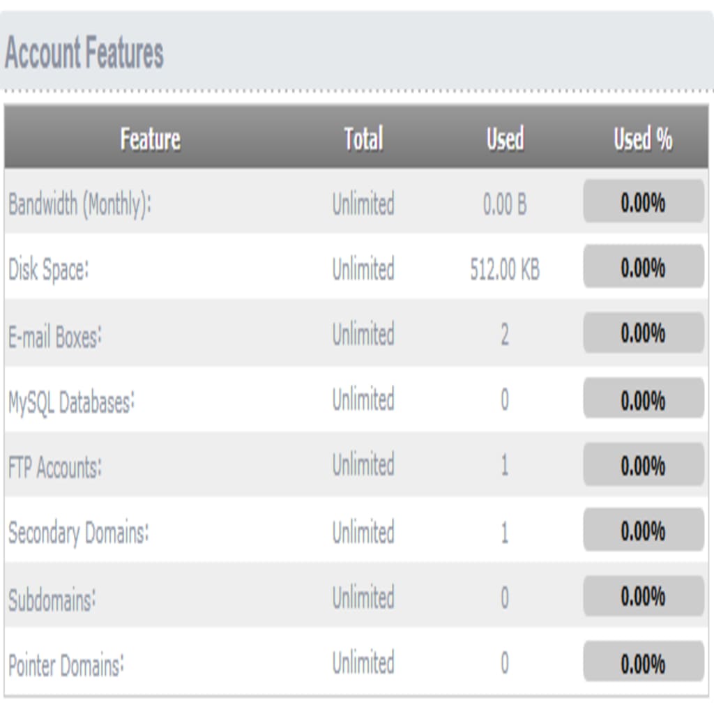 account features screen