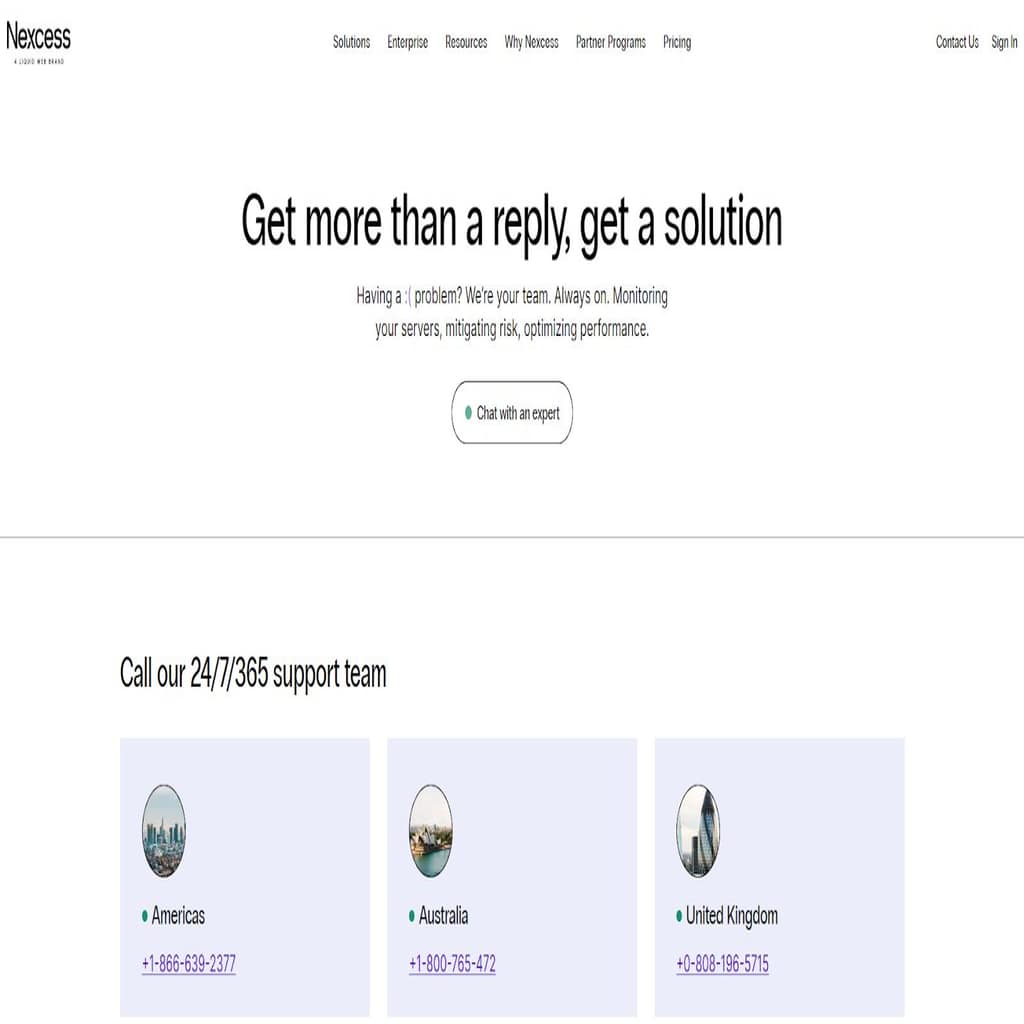 Nexcess offers support 24/7/365.