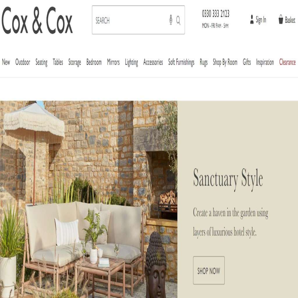 Screenshot of Coz and Cox homepage