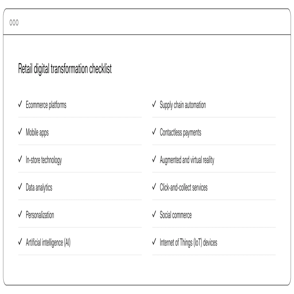 Retail digital transformation checklist