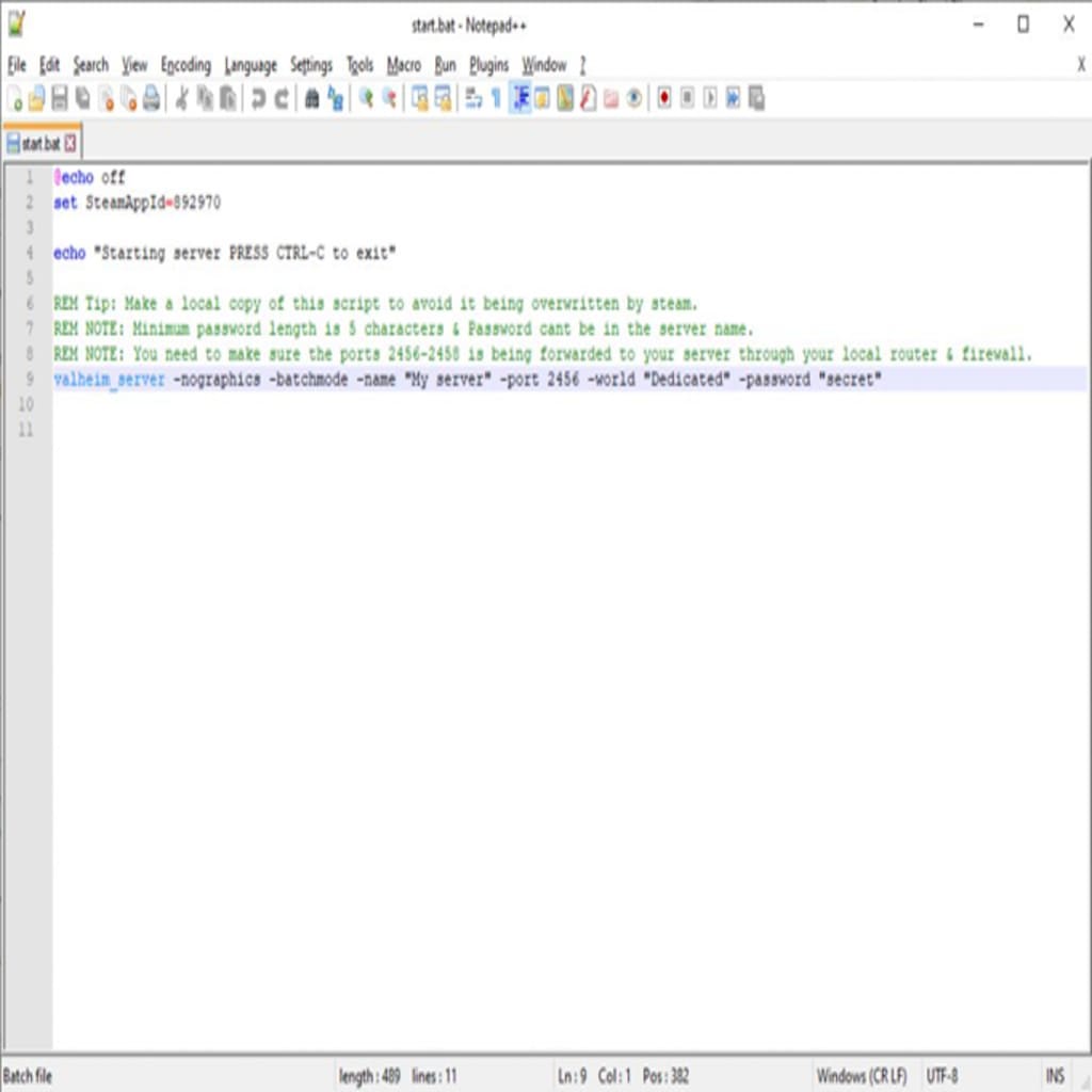 Open Valheim dedicated server files in Notepad