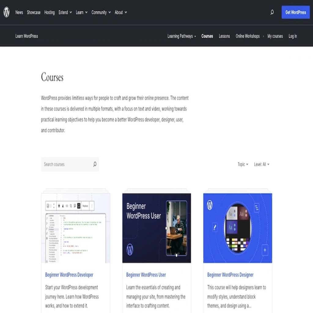 Online courses for mastering WordPress development