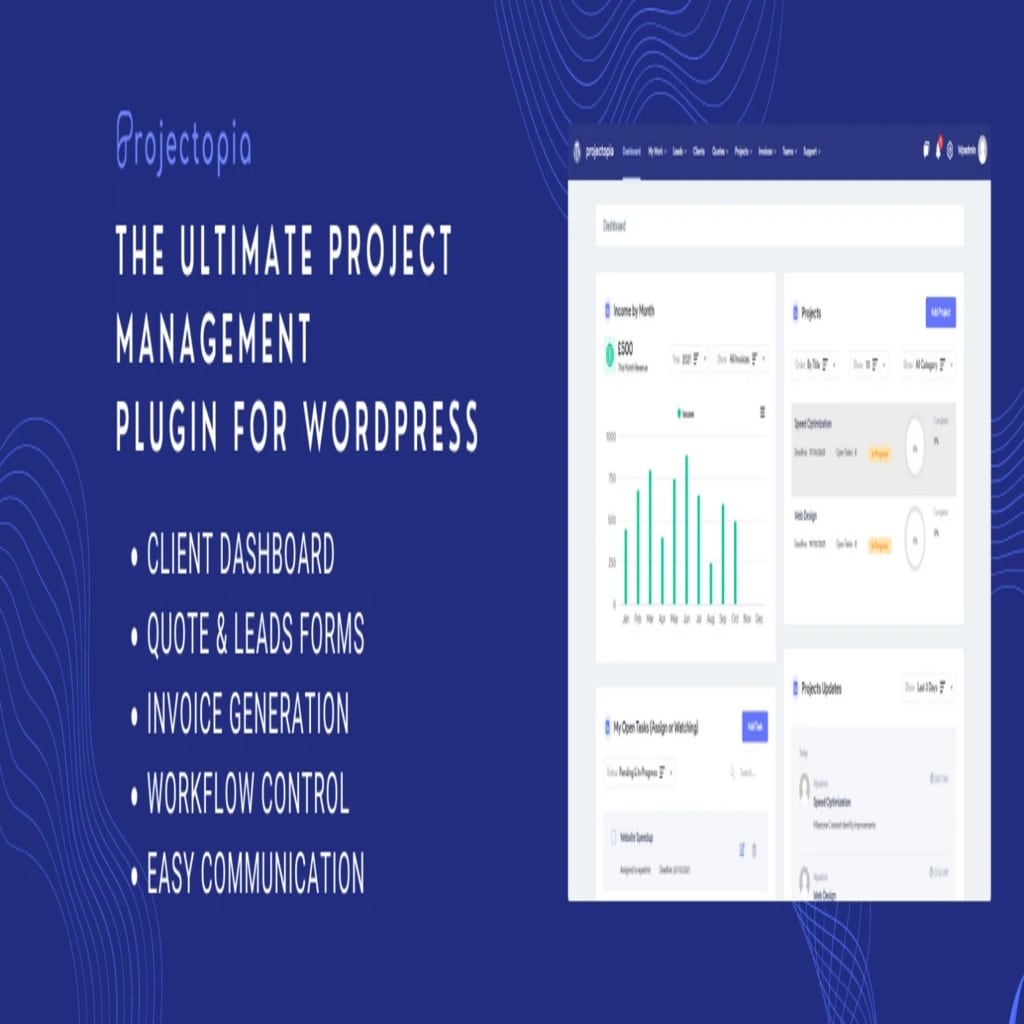 projectopia project management plugin for wordpress