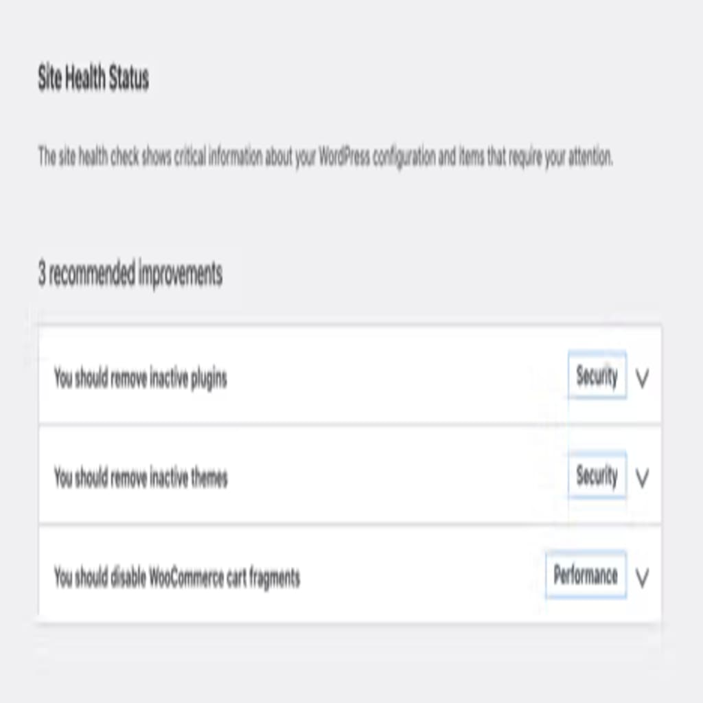 wp troubleshooting site health status