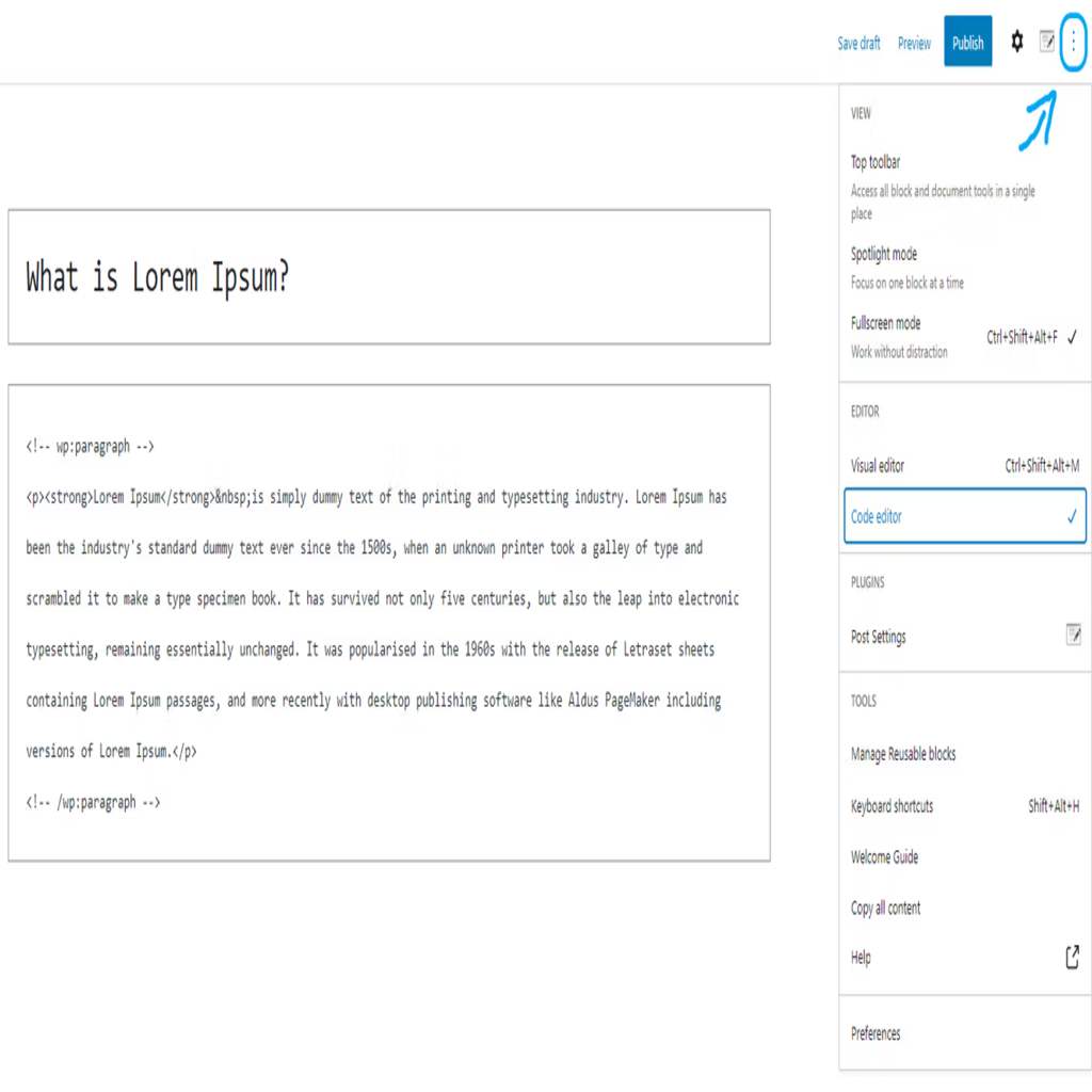 wordpress html code editor