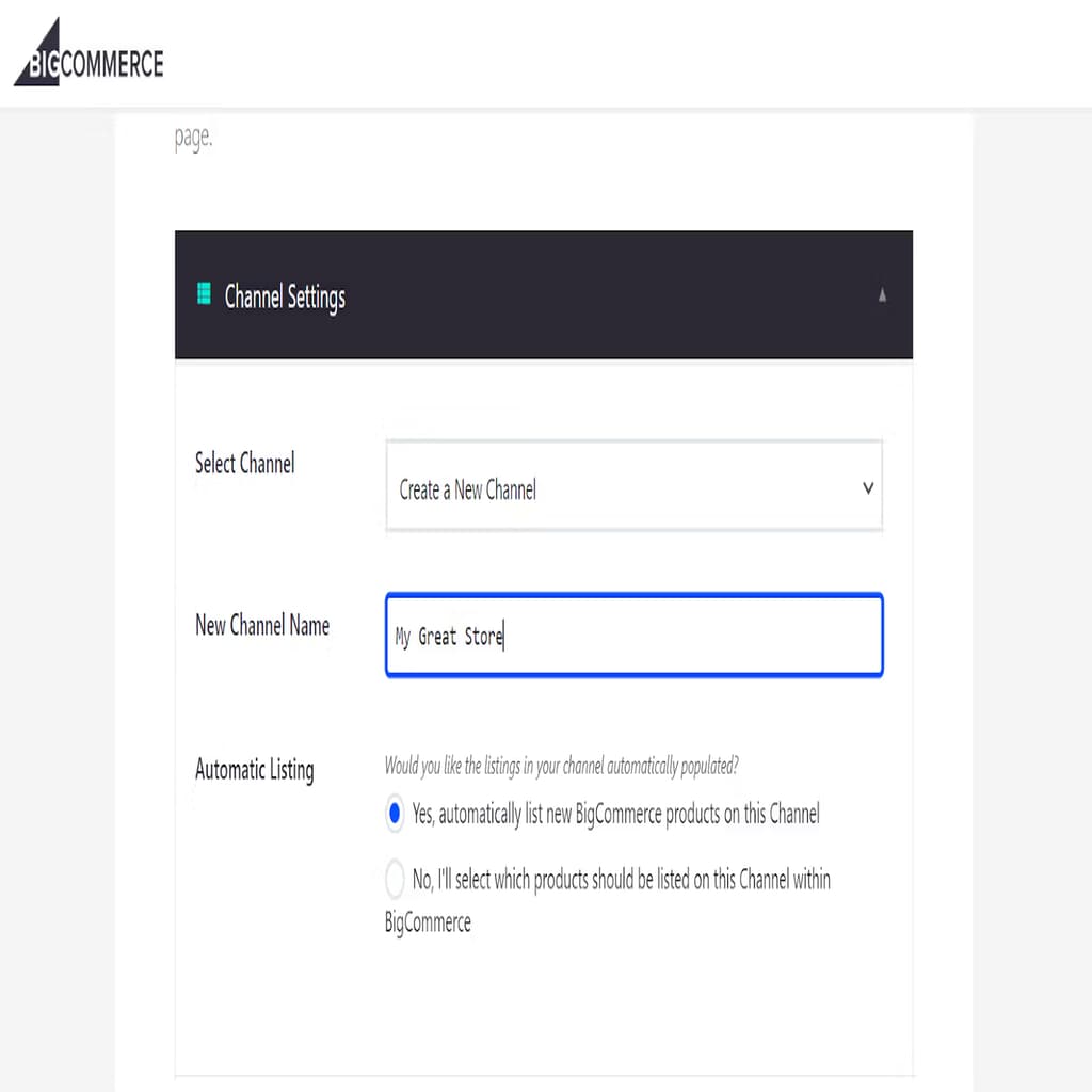 bigcommerce channel name