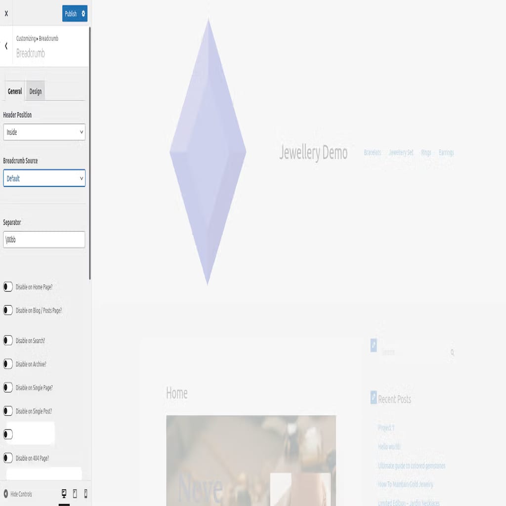 move wordpress breadcrumbs with astra pro