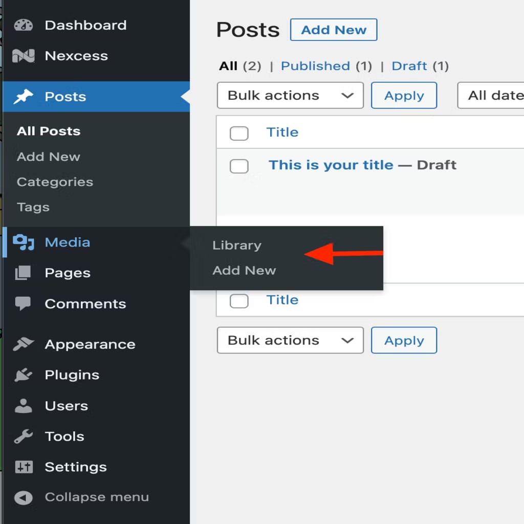 wp blog media library